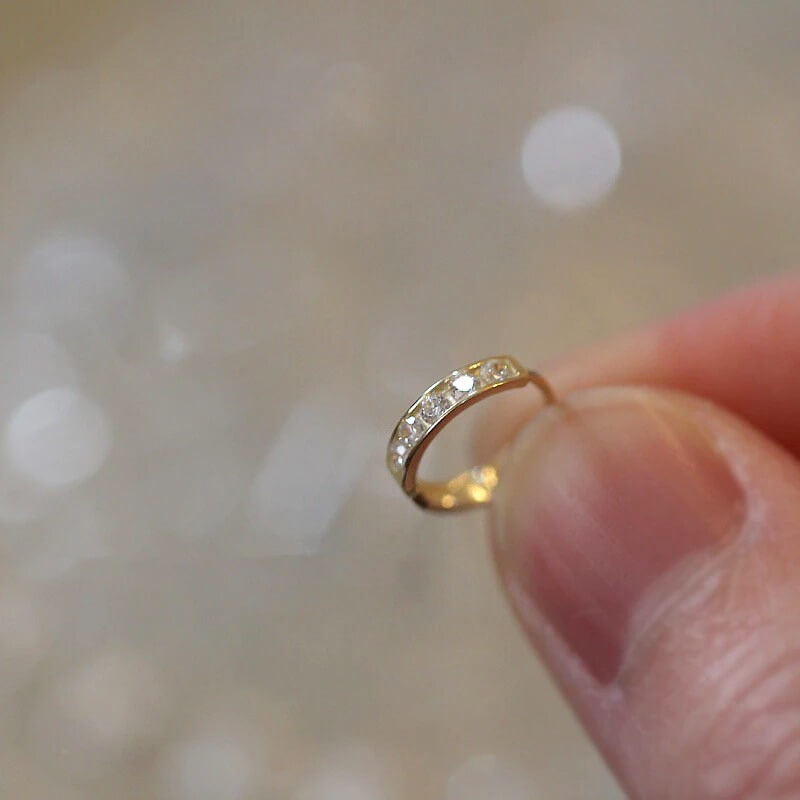 14K Gold Plated Sterling Silver Pave Hoop Earrings for Women – Minimalist Elegant Jewelry