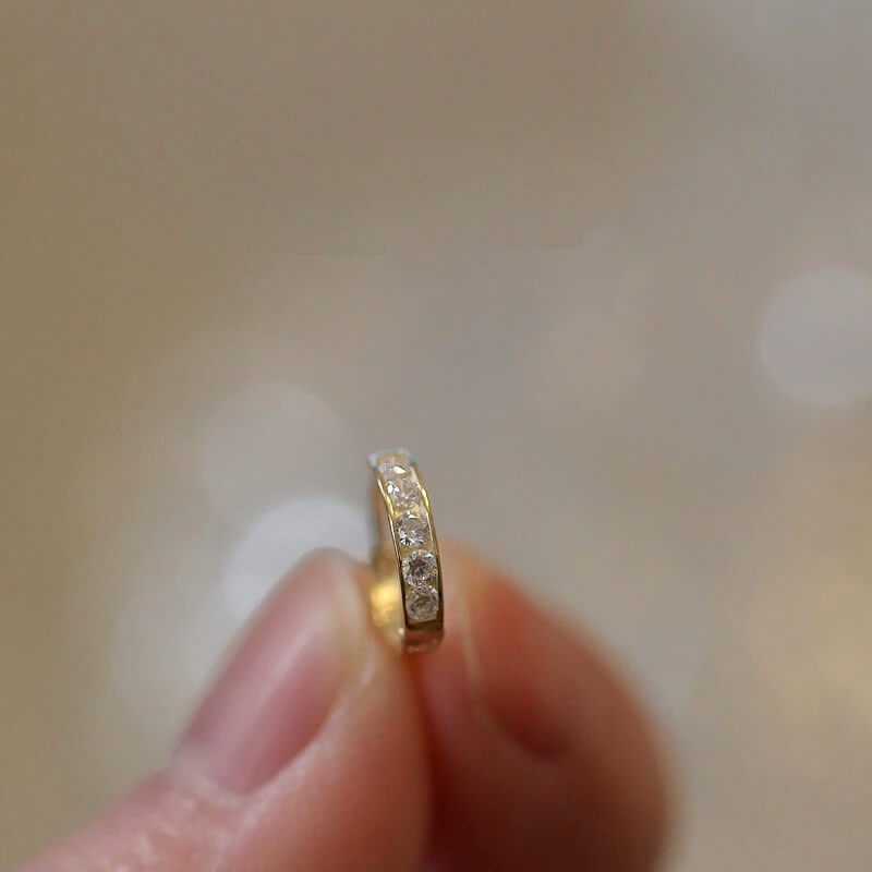 14K Gold Plated Sterling Silver Pave Hoop Earrings for Women – Minimalist Elegant Jewelry