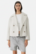 Cropped Double Breasted Blazer Jacket with Wide Lapel