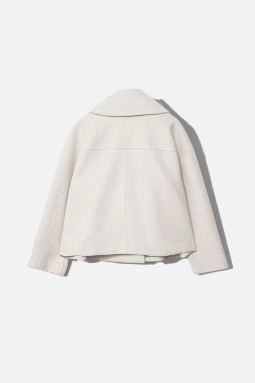 Cropped Double Breasted Blazer Jacket with Wide Lapel