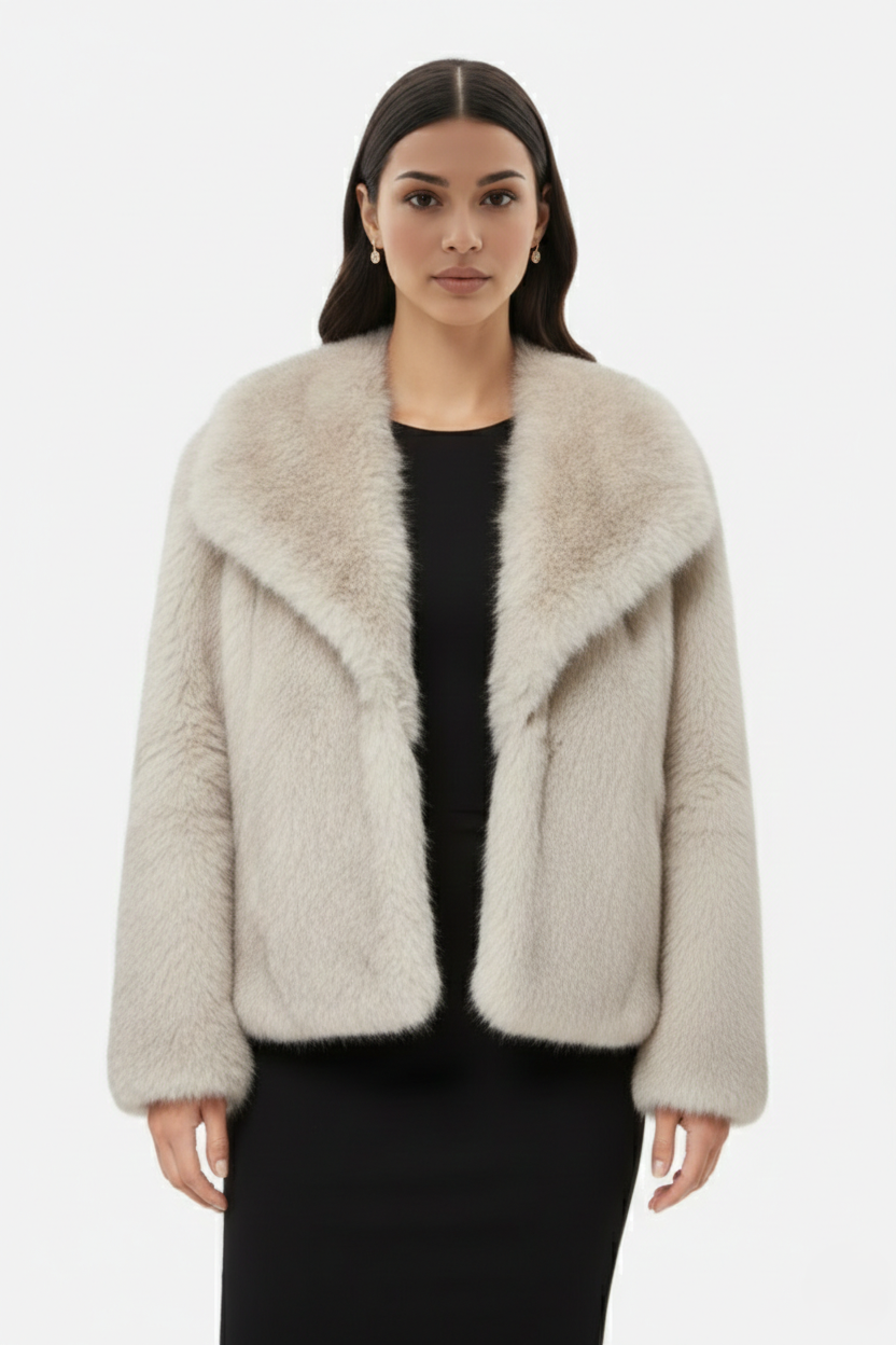 Faux Fur Jacket Women Shawl Collar Plush Short Jacket