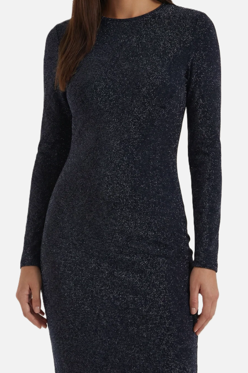 Glitter Long Sleeve Bodycon Midi Dress