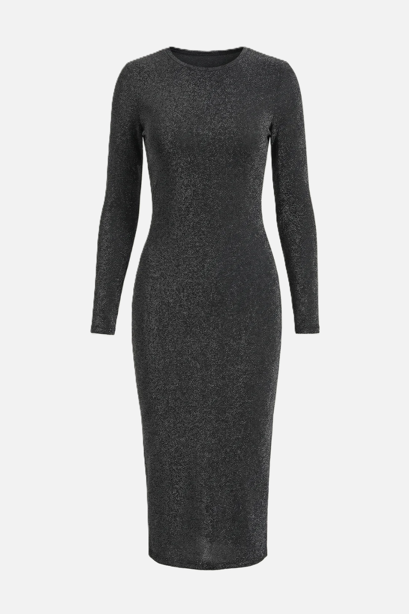 Glitter Long Sleeve Bodycon Midi Dress