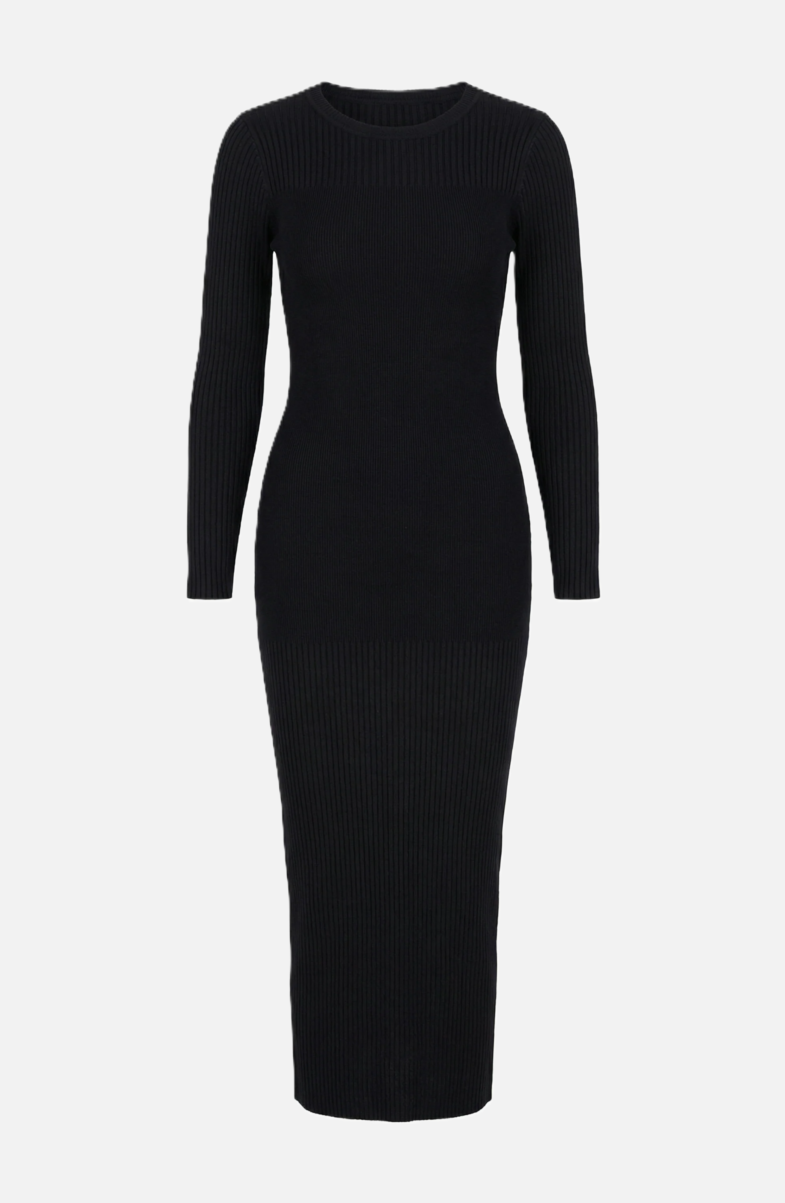 Bodycon Sweater Midi Dress Ribbed Knit Long Sleeve Crew Neck