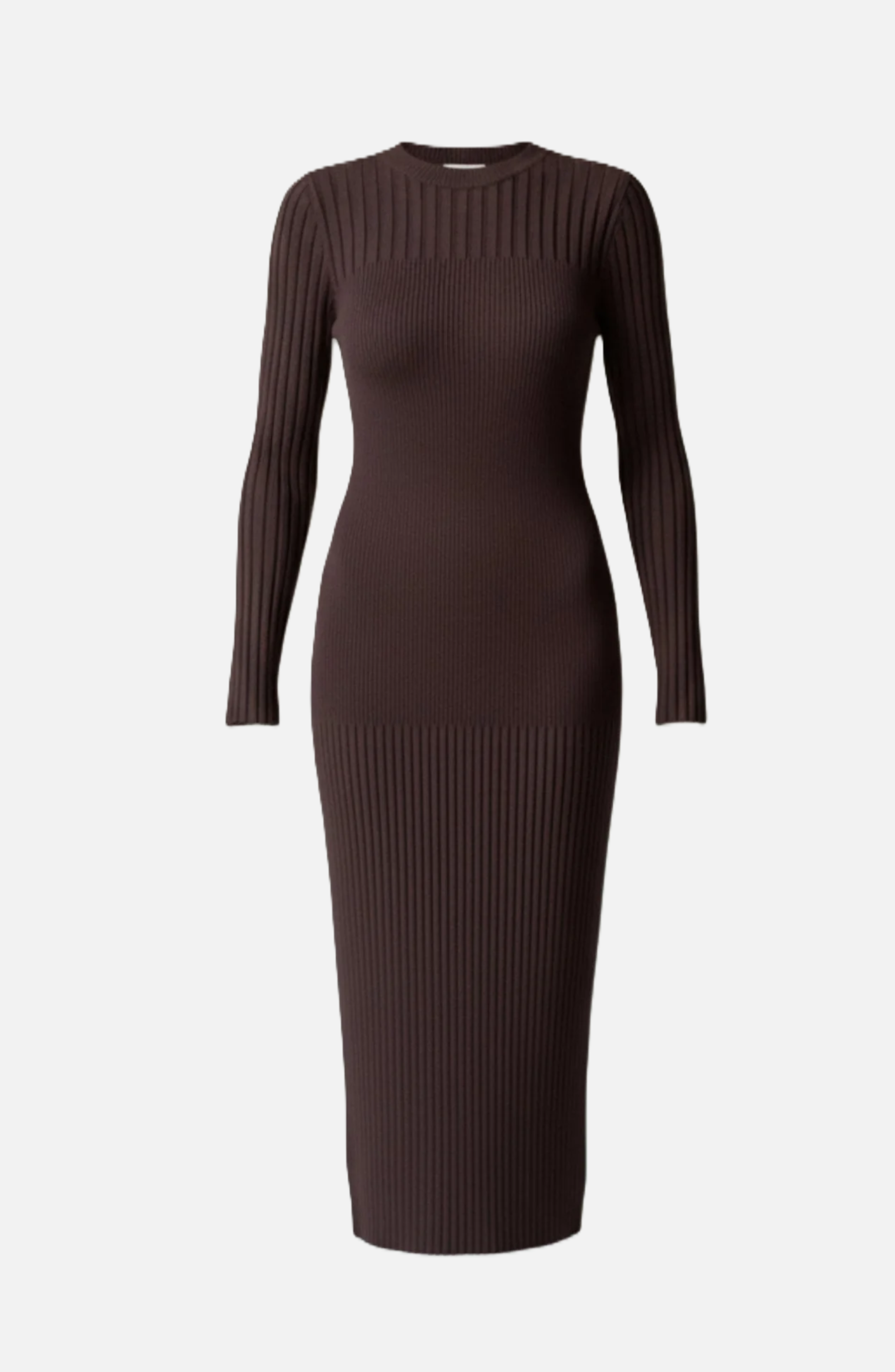 Bodycon Sweater Midi Dress Ribbed Knit Long Sleeve Crew Neck