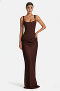 Bodycon Evening Dress With Draped Detail And Lace Up Back