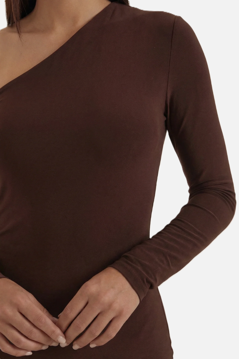 Bodycon Maxi Dress Asymmetric Cutout Long Sleeve