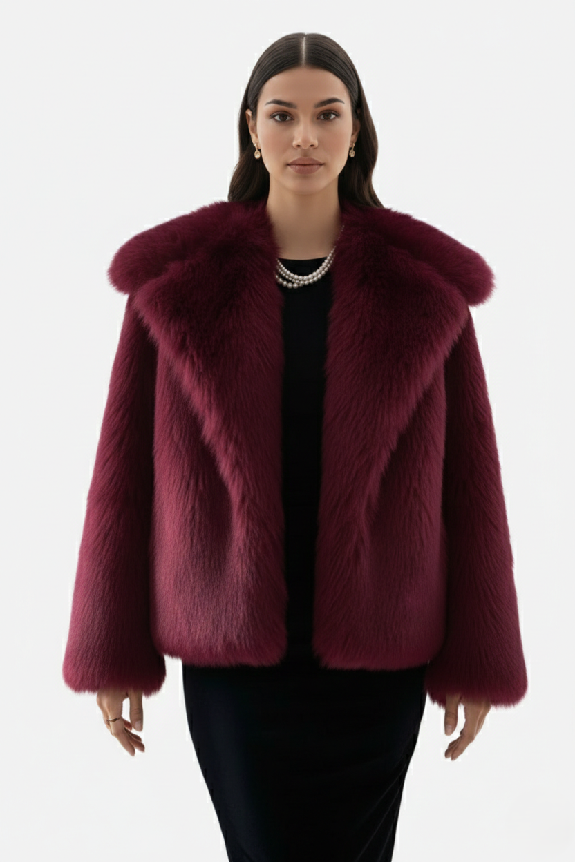 Faux Fur Jacket Women Shawl Collar Plush Short Jacket