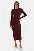 Bodycon Sweater Midi Dress Ribbed Knit Long Sleeve Crew Neck