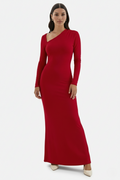 Bodycon Maxi Dress Asymmetric Cutout Long Sleeve