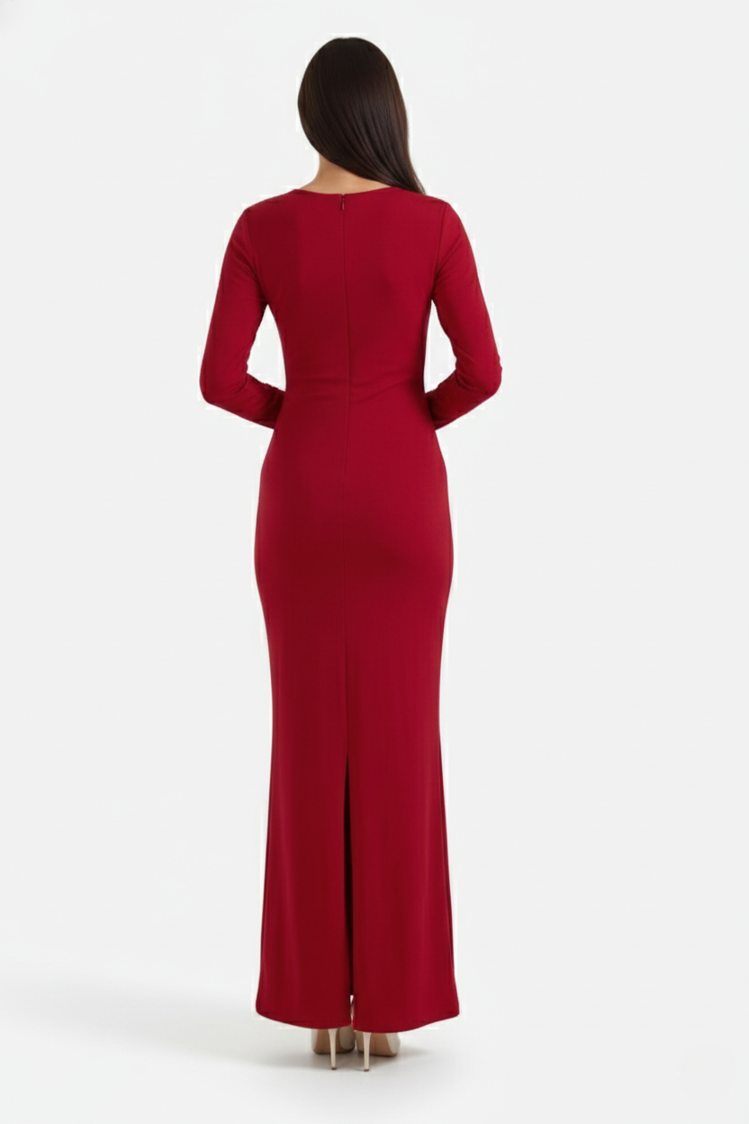 Bodycon Maxi Dress Asymmetric Cutout Long Sleeve