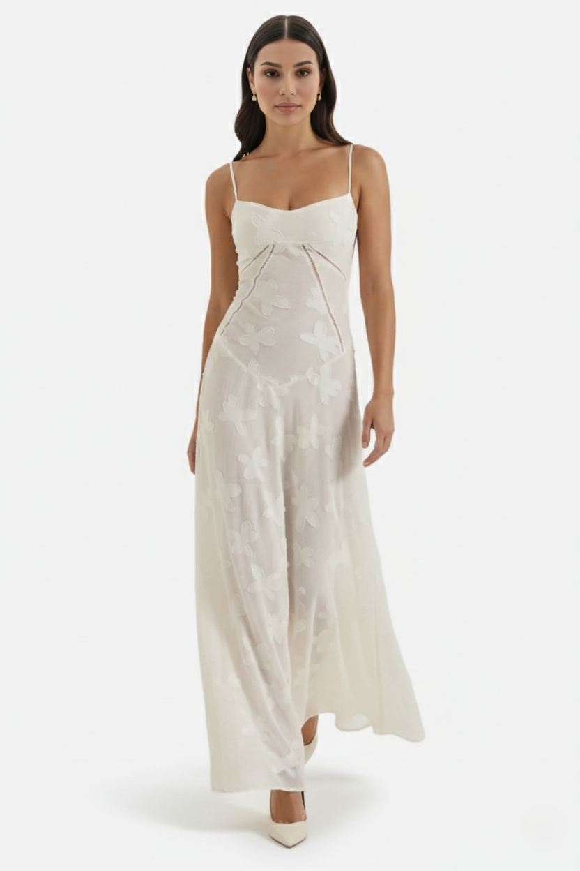 Floral Slip Maxi Dress with Lace-Up Back