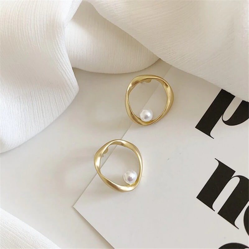 14K Gold Plated Pearl Earrings for Women – Minimalist Elegant Jewelry