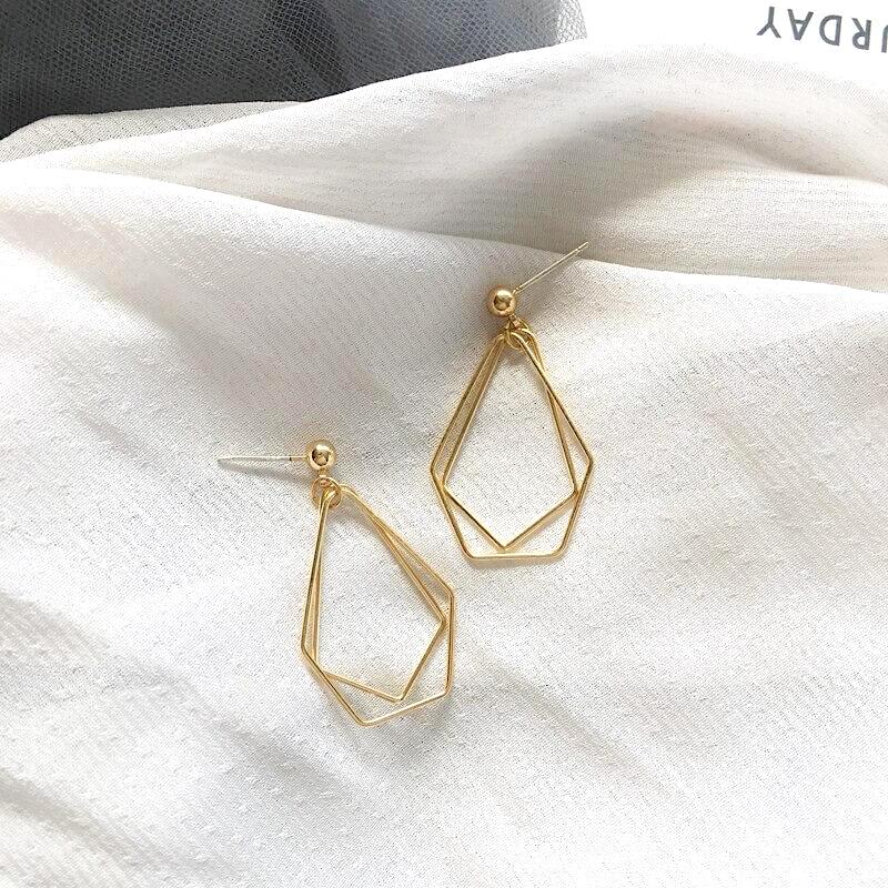 14K Gold Plated Geometric Earrings for Women – Minimalist Modern Jewelry