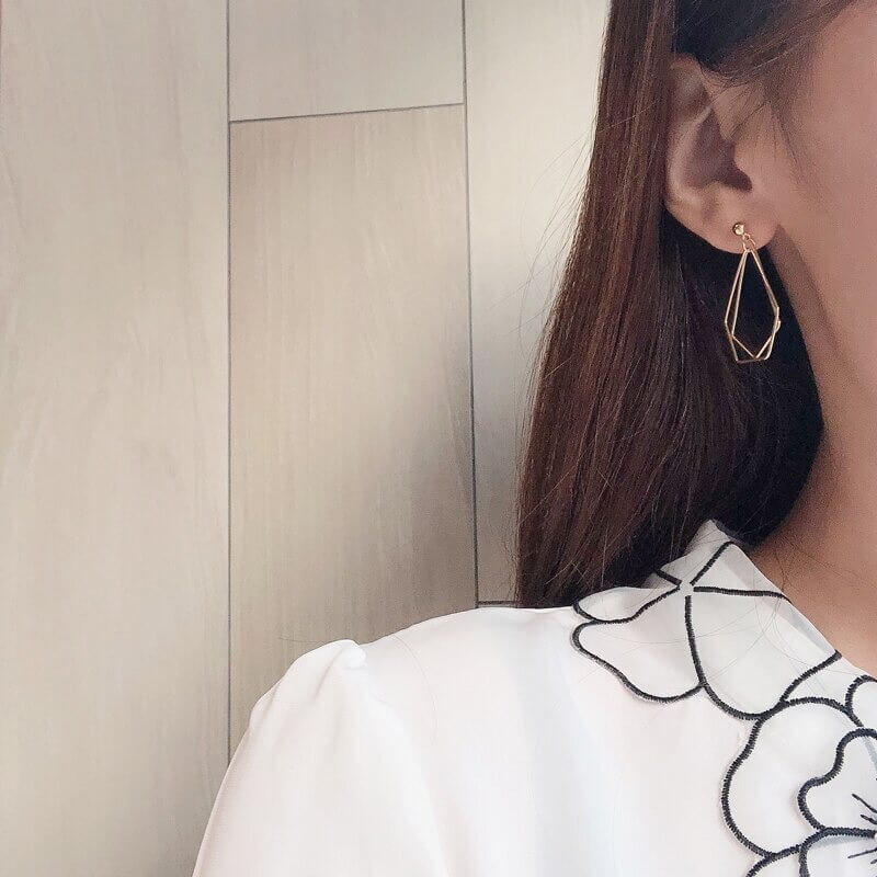 14K Gold Plated Geometric Earrings for Women – Minimalist Modern Jewelry