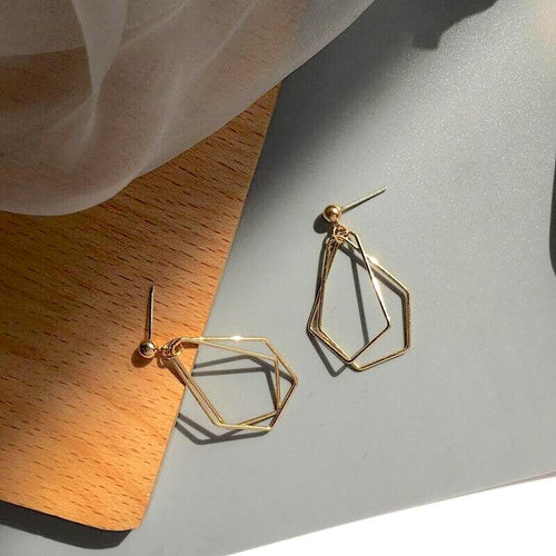 14K Gold Plated Geometric Earrings for Women – Minimalist Modern Jewelry