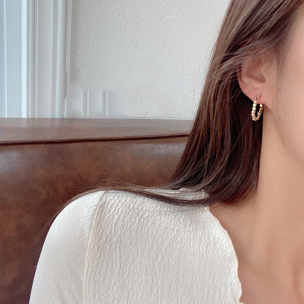 14K Gold Plated Hoop Earrings with Vintage Cube Charm for Women – Trendy Elegant Jewelry