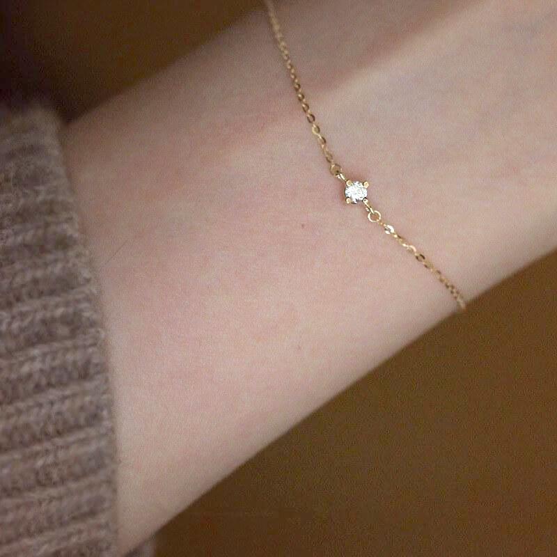 Adjustable 925 Sterling Silver Bracelet with Sparkling Accents for Women – Elegant Minimalist Jewelry