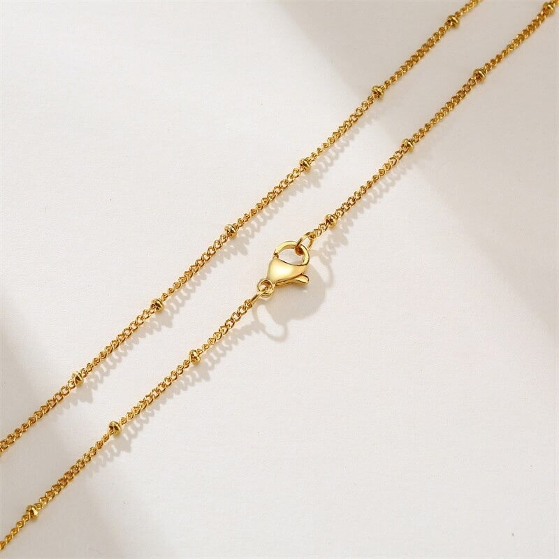 14K Gold Plated Satellite Chain Necklace for Women – Stainless Steel Minimalist Jewelry