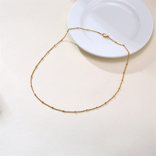 14K Gold Plated Satellite Chain Necklace for Women – Stainless Steel Minimalist Jewelry