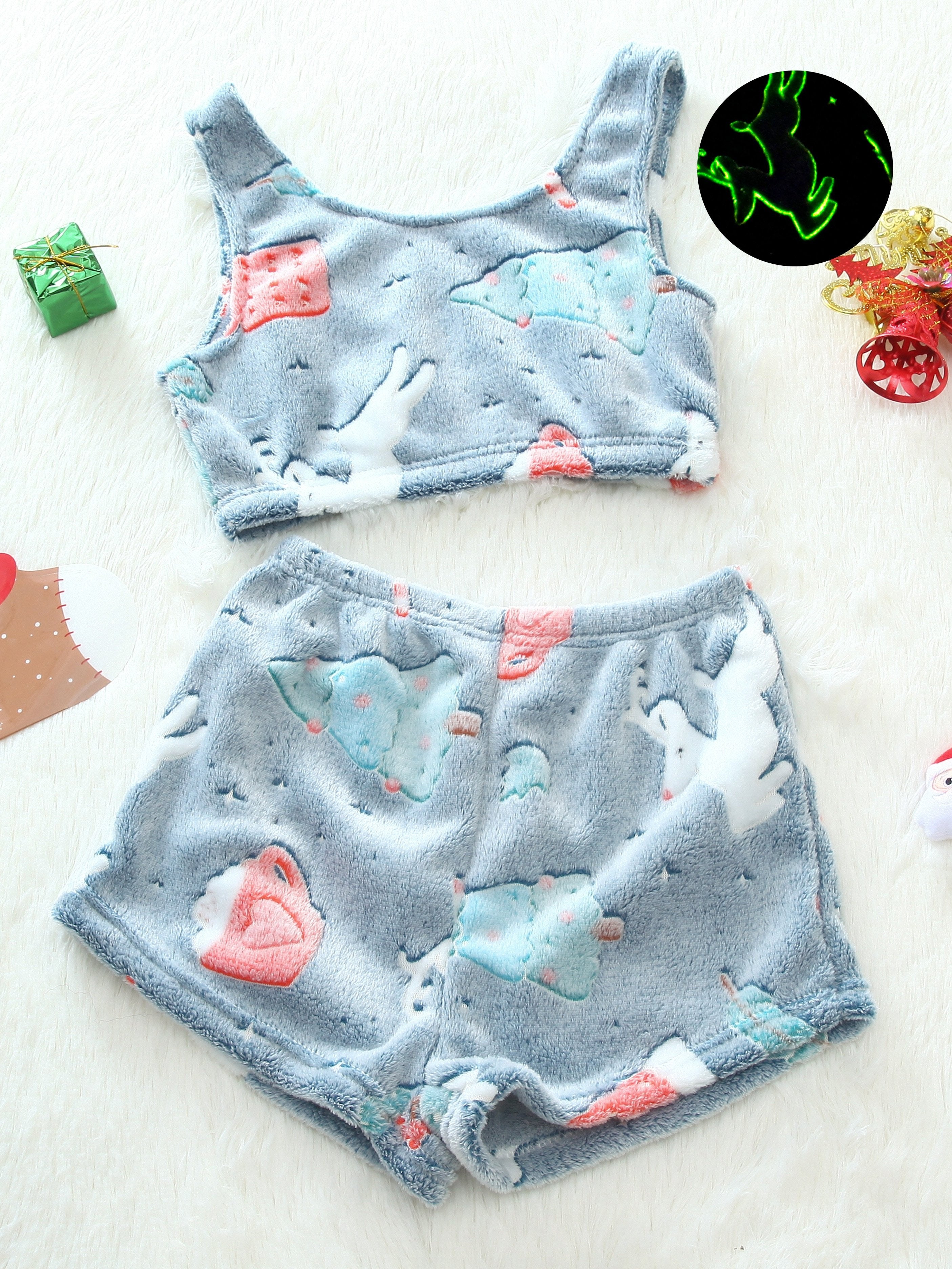 Glow in the Dark Christmas Pajama Set – Ultra Soft Warm Long Sleeve Top and Pants